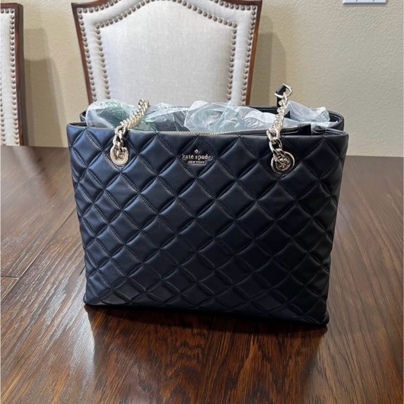 Kate Spade Black Quilted Tote with Pouch - Picture 2 of 8